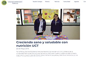 Prensa UC Temuco » Estudiantes de nutrición difunden hábitos saludables a estudiantes y apoderados de colegio Emprender