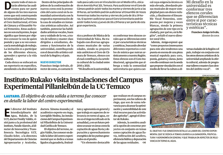 Instituto Rukako visita instalaciones del Campus Experimental Pillanlelbún de la UC Temuco