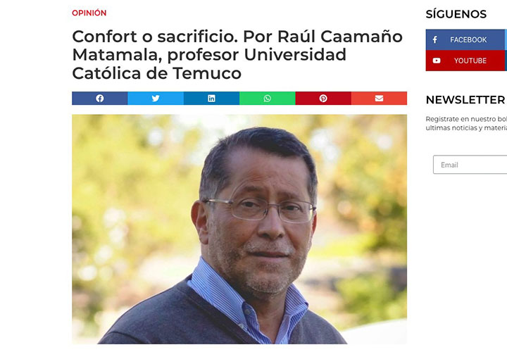 Columna de profesor Raúl Caamaño: “Confort o sacrificio”