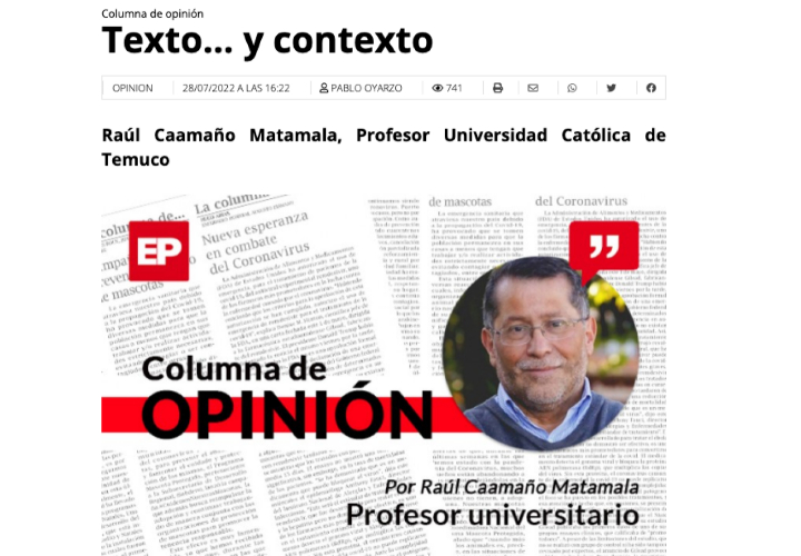 Columna del Profesor Raúl Caamaño en medios de comunicación: Texto y contexto